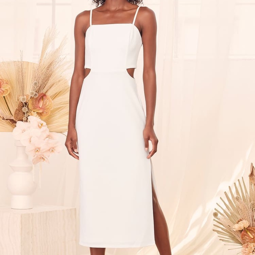 *WORN ONCE* Size Small. White midi dress. Lulus